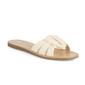 Dolce Vita Chantel Cream Tan Ring Tab Leather Slide Size 9.5